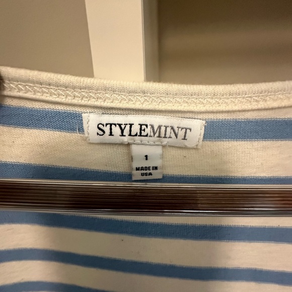 STYLEMINT COTTON BLUE/WHITE STRIPE T-SHIRT SIZE S - Picture 2 of 3
